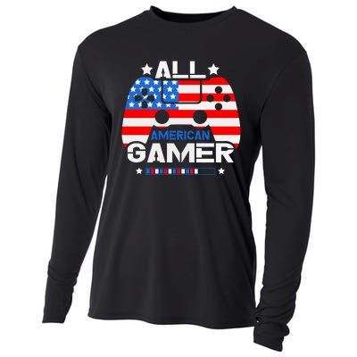 All American Gamer 4th Of July Boy Cooling Performance Long Sleeve Crew