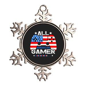 All American Gamer 4th Of July Boy Metallic Star Ornament