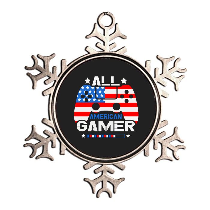 All American Gamer 4th Of July Boy Metallic Star Ornament