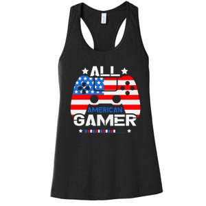 All American Gamer 4th Of July Boy Women's Racerback Tank