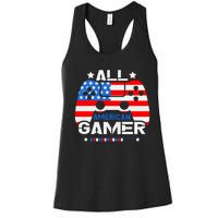 All American Gamer 4th Of July Boy Women's Racerback Tank