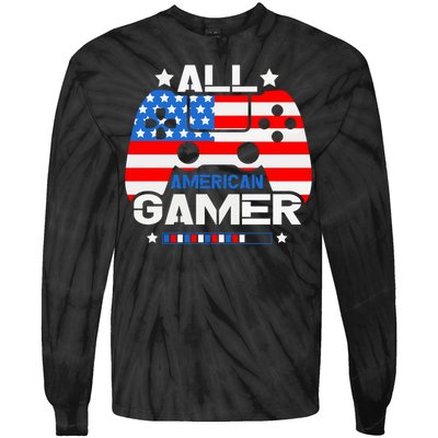 All American Gamer 4th Of July Boy Tie-Dye Long Sleeve Shirt