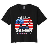 All American Gamer 4th Of July Boy Women's Crop Top Tee