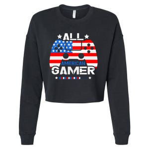 All American Gamer 4th Of July Boy Cropped Pullover Crew