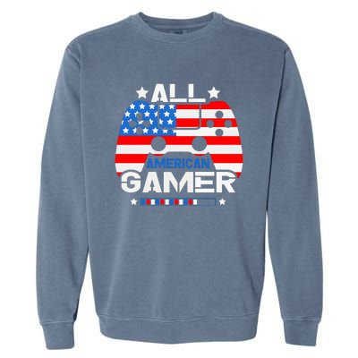 All American Gamer 4th Of July Boy Garment-Dyed Sweatshirt