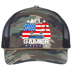 All American Gamer 4th Of July Boy Retro Rope Trucker Hat Cap