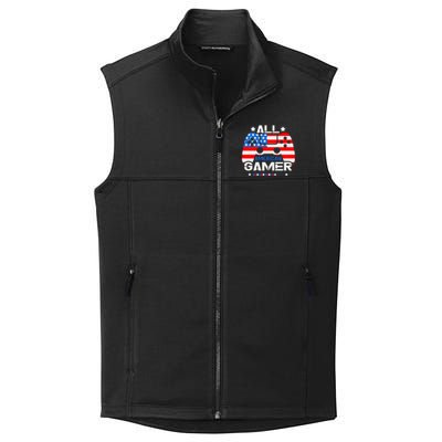 All American Gamer 4th Of July Boy Collective Smooth Fleece Vest