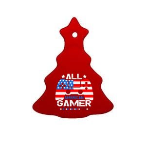 All American Gamer 4th Of July Boy Ceramic Tree Ornament