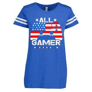 All American Gamer 4th Of July Boy Enza Ladies Jersey Football T-Shirt