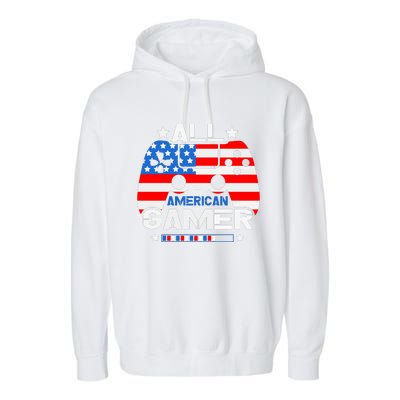 All American Gamer 4th Of July Boy Garment-Dyed Fleece Hoodie