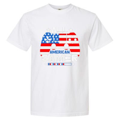 All American Gamer 4th Of July Boy Garment-Dyed Heavyweight T-Shirt