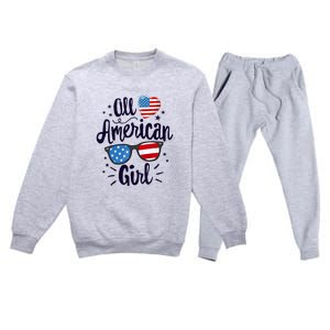 All American Girl USA America Flag Premium Crewneck Sweatsuit Set