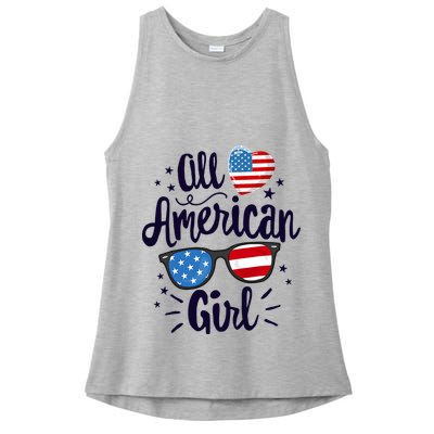All American Girl USA America Flag Ladies PosiCharge Tri-Blend Wicking Tank