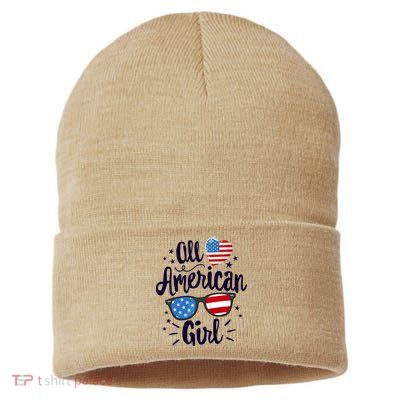 All American Girl USA America Flag Sustainable Knit Beanie