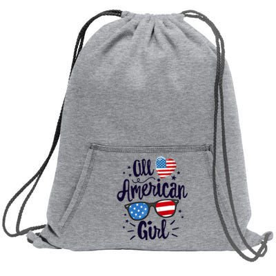 All American Girl USA America Flag Sweatshirt Cinch Pack Bag