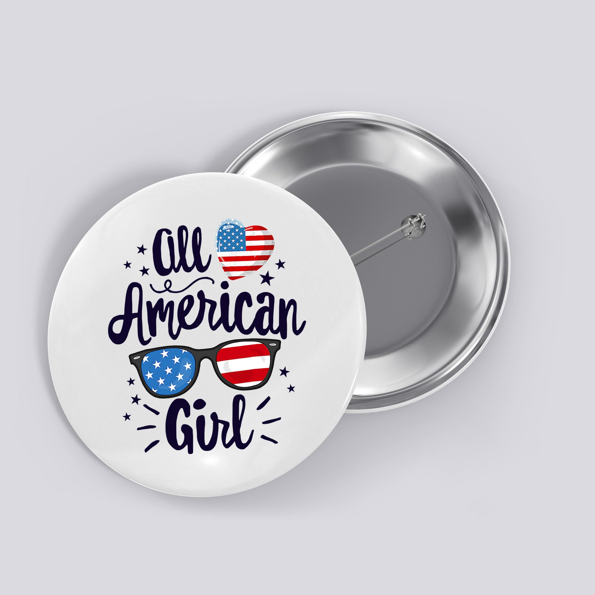 All American Girl USA America Flag Button