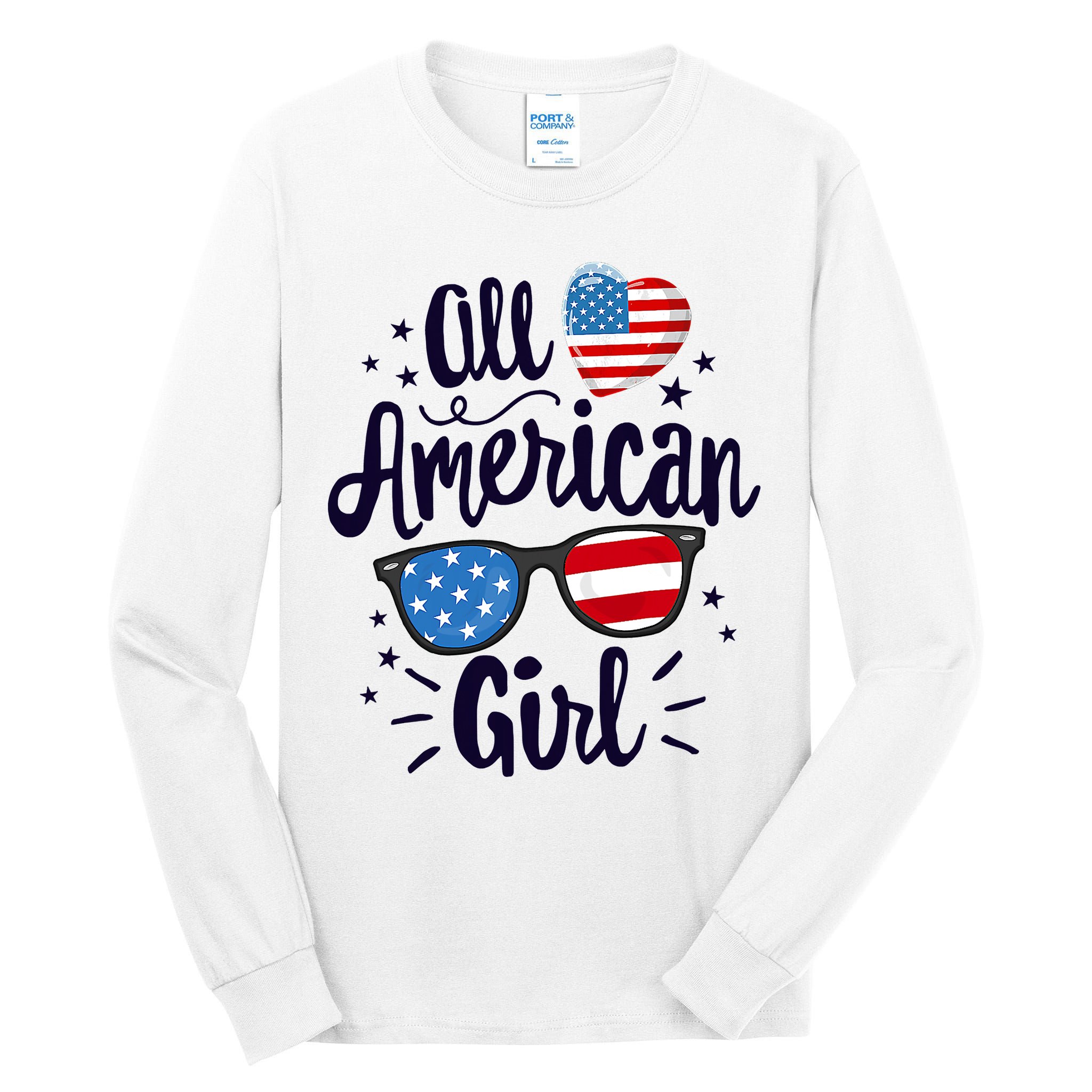 All American Girl USA America Flag Tall Long Sleeve T-Shirt
