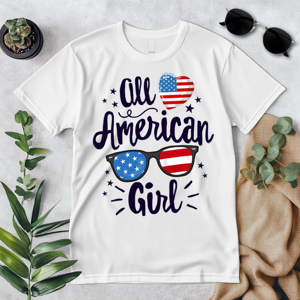 All American Girl USA America Flag Premium T-Shirt