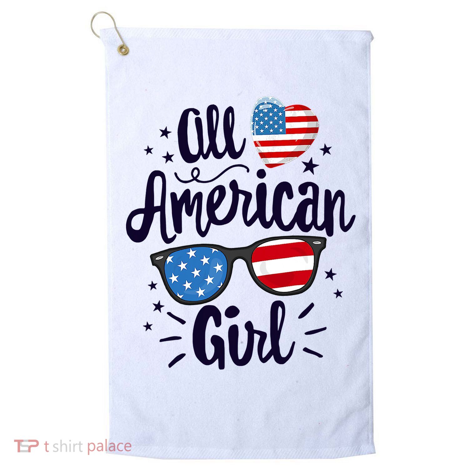 All American Girl USA America Flag Golf Towel