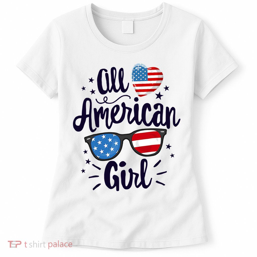 All American Girl USA America Flag Womens T-Shirt
