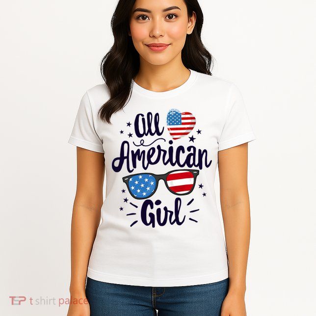 All American Girl USA America Flag Womens T-Shirt