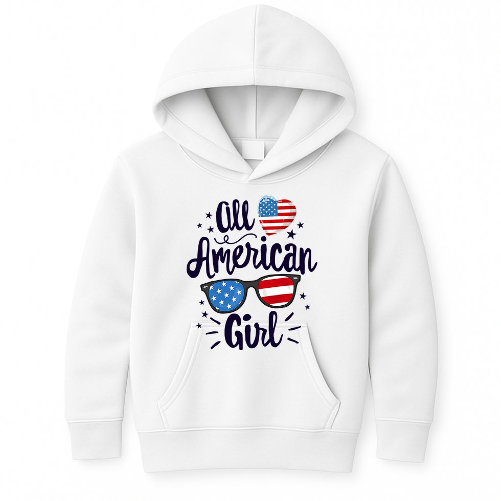 All American Girl USA America Flag Kids Hoodie