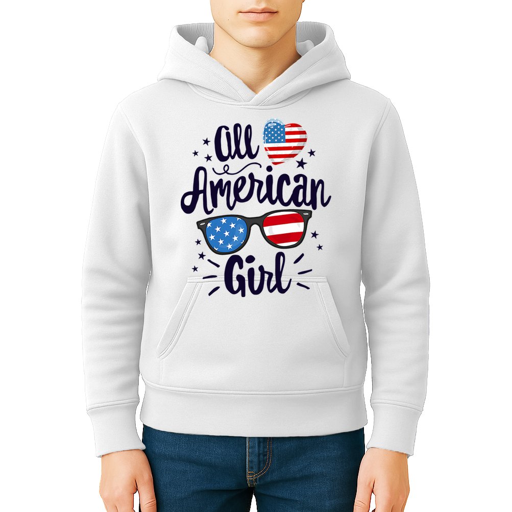 All American Girl USA America Flag Kids Hoodie