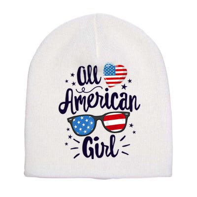 All American Girl USA America Flag Short Acrylic Beanie
