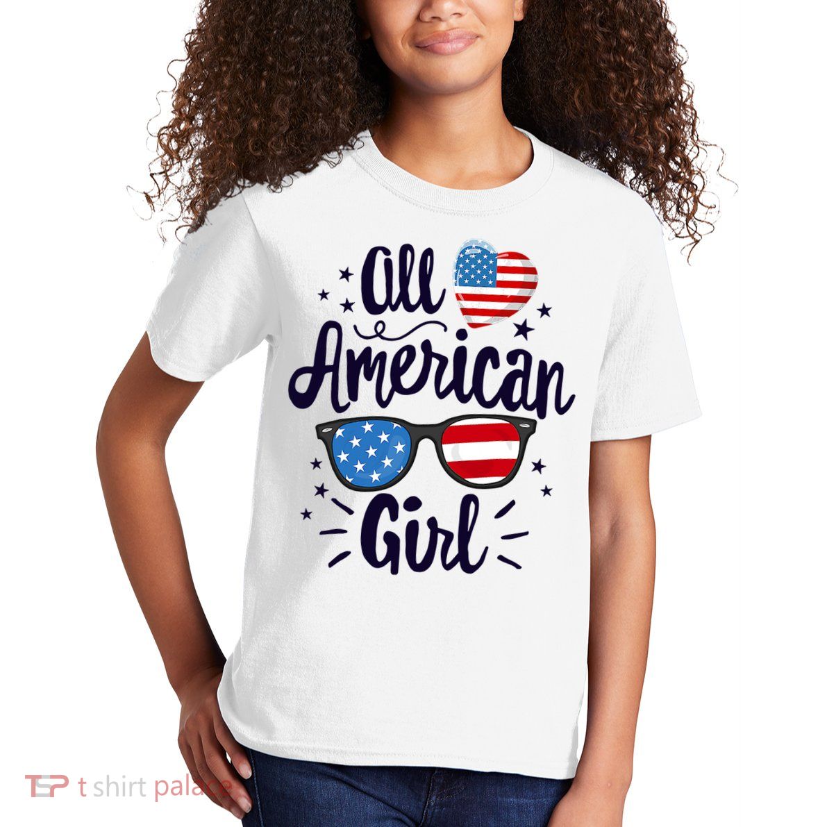 All American Girl USA America Flag Kids T-Shirt