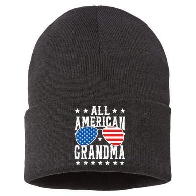 All American Grandma 4th Of July Patriotic Usa Sunglasses Sustainable Knit Beanie