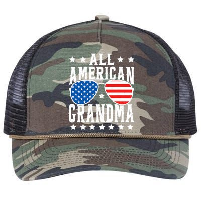 All American Grandma 4th Of July Patriotic Usa Sunglasses Retro Rope Trucker Hat Cap