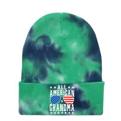 All American Grandma 4th Of July Patriotic Usa Sunglasses Tie Dye 12in Knit Beanie