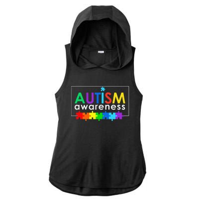 Autism Awareness Gift Ladies PosiCharge Tri-Blend Wicking Draft Hoodie Tank