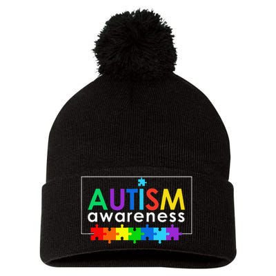 Autism Awareness Gift Pom Pom 12in Knit Beanie