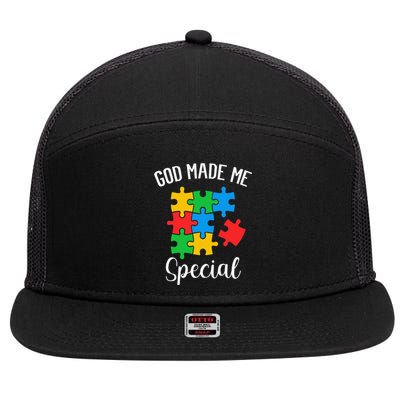 Autism Awareness God Made Me Special 7 Panel Mesh Trucker Snapback Hat