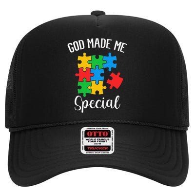 Autism Awareness God Made Me Special High Crown Mesh Back Trucker Hat