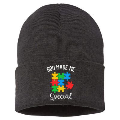 Autism Awareness God Made Me Special Sustainable Knit Beanie