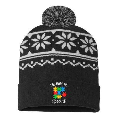 Autism Awareness God Made Me Special USA-Made Snowflake Beanie