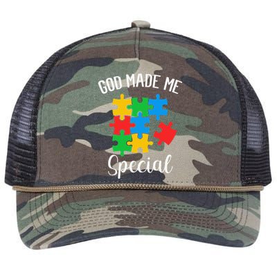 Autism Awareness God Made Me Special Retro Rope Trucker Hat Cap