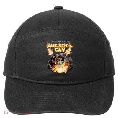 Autistic And Gay Skeleton Cursed Autism Meme 7-Panel Snapback Hat