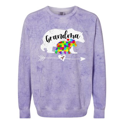 Autism Awareness Grandma Bear Support Autistic Adults Women Colorblast Crewneck Sweatshirt