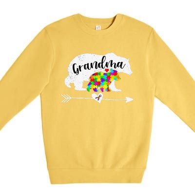 Autism Awareness Grandma Bear Support Autistic Adults Women Premium Crewneck Sweatshirt