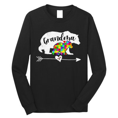 Autism Awareness Grandma Bear Support Autistic Adults Women Long Sleeve Shirt