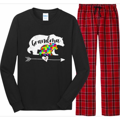 Autism Awareness Grandma Bear Support Autistic Adults Women Long Sleeve Pajama Set