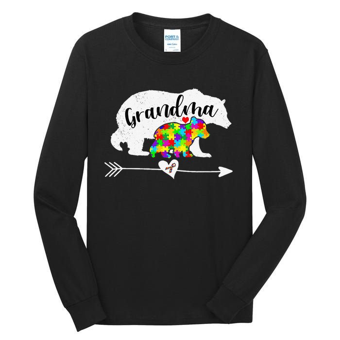 Autism Awareness Grandma Bear Support Autistic Adults Women Tall Long Sleeve T-Shirt