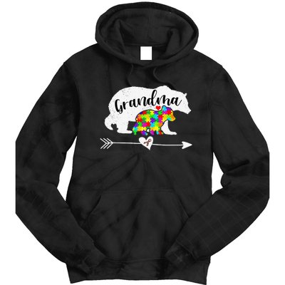 Autism Awareness Grandma Bear Support Autistic Adults Women Tie Dye Hoodie