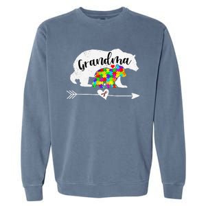 Autism Awareness Grandma Bear Support Autistic Adults Women Garment-Dyed Sweatshirt