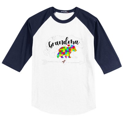 Autism Awareness Grandma Bear Support Autistic Adults Women Baseball Sleeve Shirt