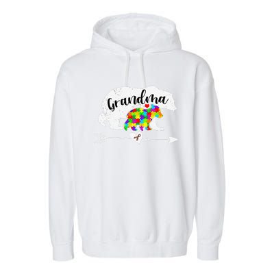 Autism Awareness Grandma Bear Support Autistic Adults Women Garment-Dyed Fleece Hoodie