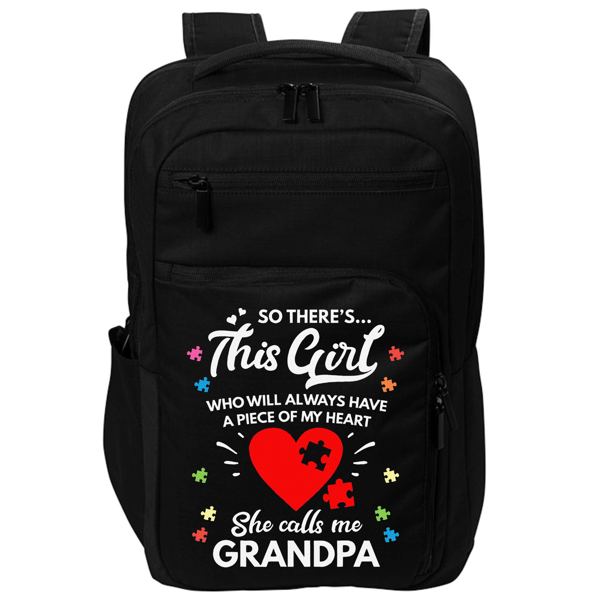 Autism Awareness Grandpa Autism Love Heart Impact Tech Backpack